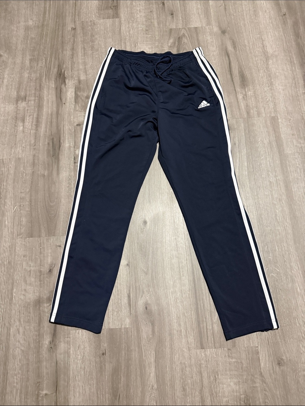 adidas Navy Track Pants with White Side Stripes